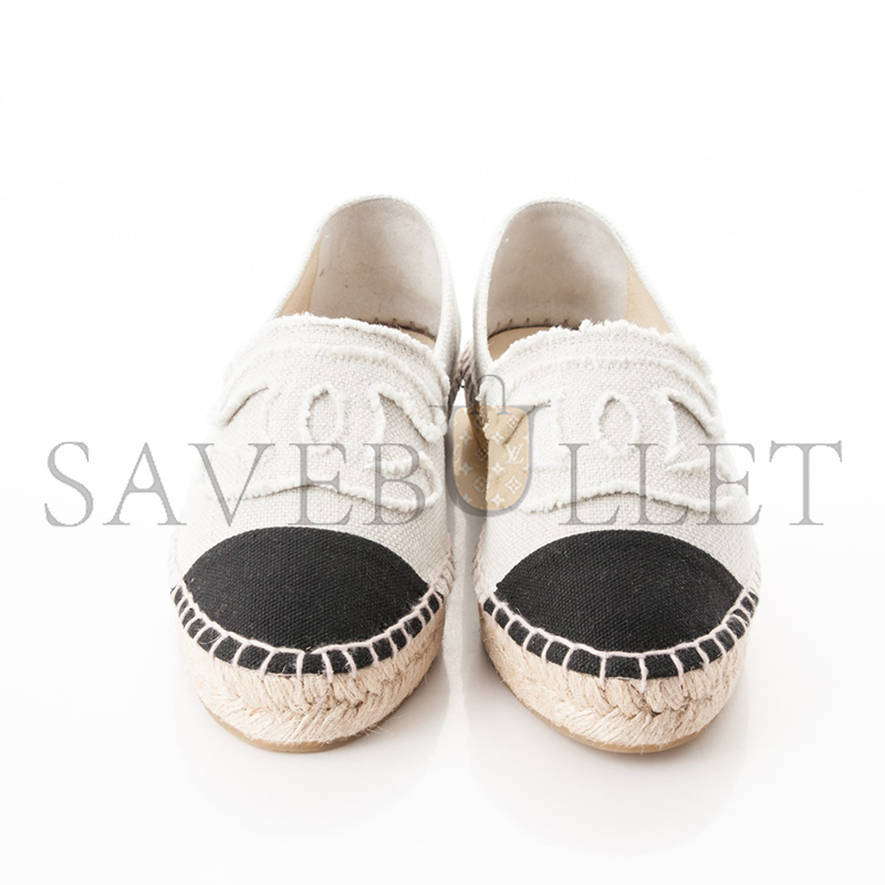 CHANEL LINEN CC ESPADRILLES BEIGE BLACK G29762
